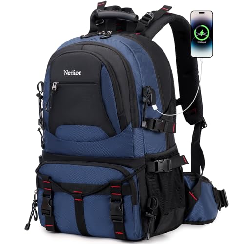 Nerlion 40L Hiking Backpack Travel Backpack for Men Women Camping Waterproof Outdoor Hiking Daypack Lightweight Backpack (Blue) - color: A4- Blue