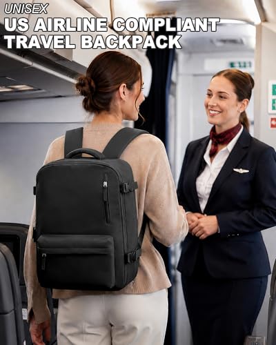 VECAVE 18x14x8 TSA-Approved Personal Item Backpack – Under Seat Carry-On Travel Bag for Women, Fits 15.6" Laptop, with Water Bottle & Shoe Pouch, Airline Travel Backpack Flight approved Black - color: H1-black, size: Large