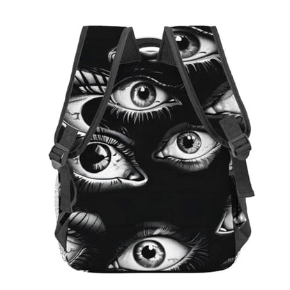 Gothic Eye Backpack,Black & White Polyester Backpacks,Lightweight Double Shoulder Back Pack for Adults,Goth Bookbag,School Bag Gifts,Casual Travel Daypack Book Packs - color: Gothic Eye