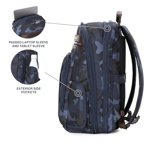 Travelpro Platinum Elite Business Laptop Travel Backpack, Fits up to 16 Inch Laptop, Water Resistant, Men and Women, Navy Camouflage - color: Navy Camouflage, size: 17.5 inches