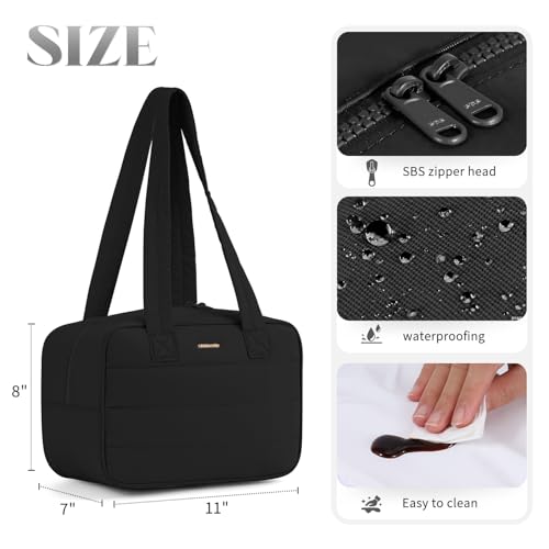 Insulated Lunch Bag，Freezable Lunch bag，Built-in Ice Pack Small Cooler，Lunch Bags for Women ，Waterproof and Durable，Suitable for Work, Picnics, Travel, and Meal Preparation（Black） - color: L-Black