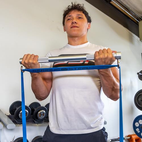Serious Steel Fitness 37" Resistance Training Bands (Portable Exercise Band System Training Bands- Great for Individuals Looking for Tension Throughout The Exercise) - color: #3 Blue (25-80 lbs.)