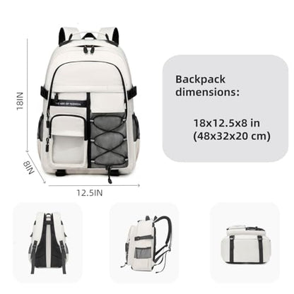 Laptop Backpack Boys Teen Bookbag Kids Middle Schoolbag Women Men 18in(Grey) - color: 4-grey