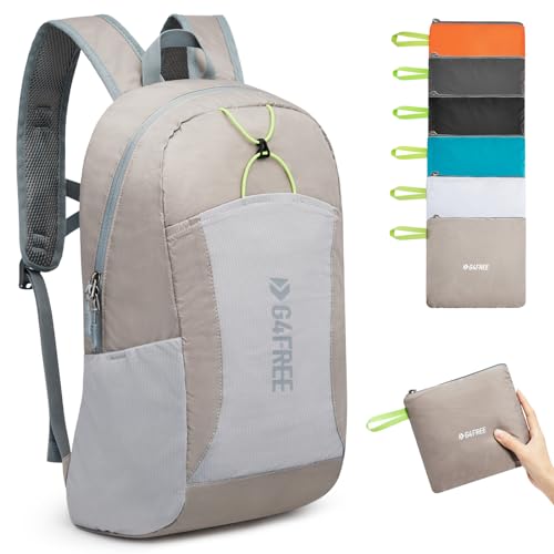 G4Free 24L Lightweight Packable Hiking Backpack Sport Travel Daypack Water Resistant for Women Men - color: Grey