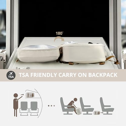 Swissdigital Design Travel Laptop Backpack for Women, 36L Carry On Backpack with USB Charging Port, RFID Protection & Wet-Dry Separation, TSA Friendly Fits 16 Inch Laptop, Beige Brown | SD1749-07 - color: Beige Brown