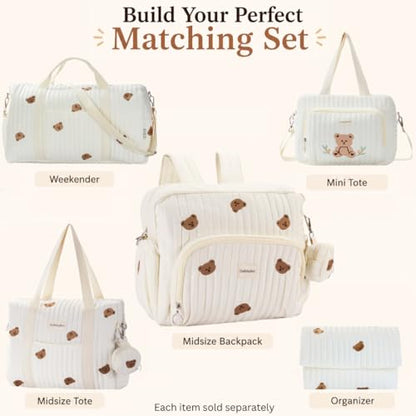 GOBABYMART Diaper Bag Backpack, Medium Maternity baby bag & Changing Pad, Insulated Pockets, Stroller Straps & Pacifier Case (Medium - Beige Bears) - color: Medium - Beige Bears