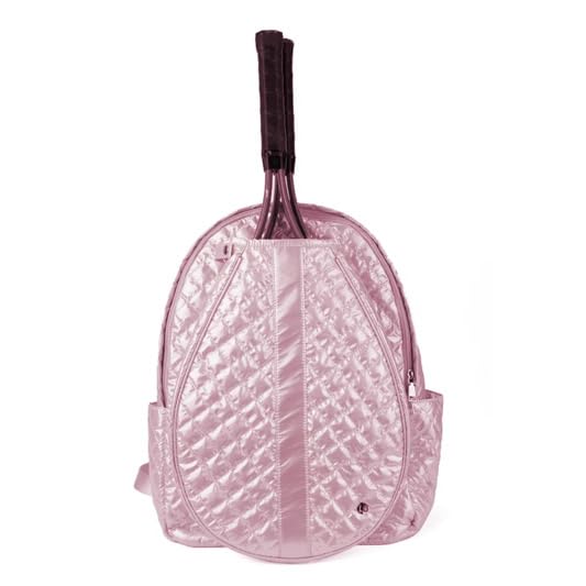 lemonbella Tennis Backpack for Women- Tennis Bag for Women with Tennis Racket Cover + Zipper | Holder Elastic Pockets For Water Bottle | Large Storage Compartment - color: Ice Pink