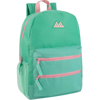 Summit Ridge Colorful Big Backpack for School Kids, Multi Pocket Backpack for Elementary, Middle School Girls, Boys with Padded Straps (Aquamarine/Mint) - color: Aquamarine/Mint