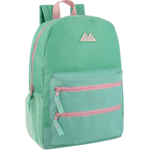 Summit Ridge Colorful Big Backpack for School Kids, Multi Pocket Backpack for Elementary, Middle School Girls, Boys with Padded Straps (Aquamarine/Mint) - color: Aquamarine/Mint