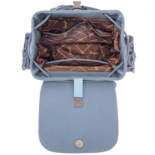 Montana West Wrangler Backpack Purse for Women Men Western Backpack Floral Tooled Travel Bags - color: Carve Jean