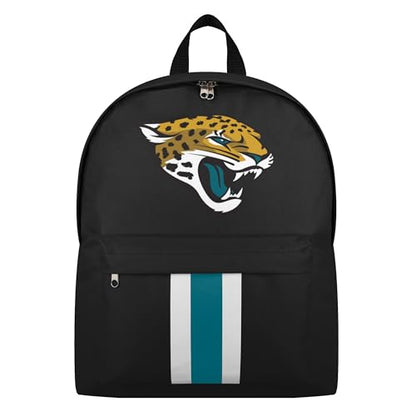 FOCO NFL Officially Licensed Team Color Primary Logo Solid Stripe Football School Bag Travel Backpack - Jacksonville Jaguars - Black - color: Jacksonville Jaguars