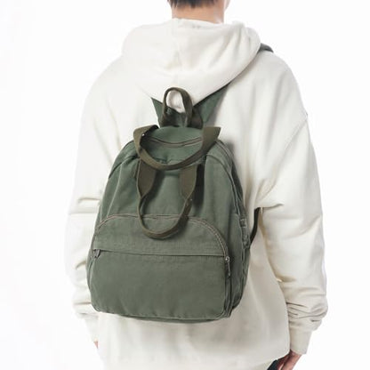 MaxxCloud Unisex Casual Canvas Laptop Backpack,Lightweight Work Daypack Travel Bag,Men Women Top Handle Rucksack - color: Green