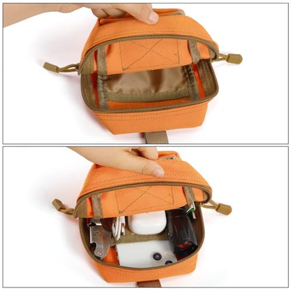 FRTKK 2 Pack Molle Pouches - Tactical Compact Water-Resistant EDC Pouch Bag Small Utility Pouch - color: 2 Pack-Orange