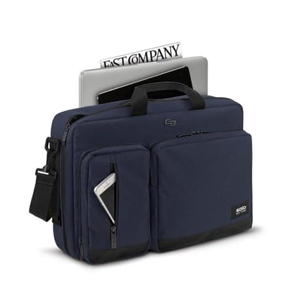 Solo New York Hybrid Briefcase Backpack - Laptop Carrying Bag for Women & Men, Fits 15.6" Computer, Adjustable - Duane, Black - color: Navy