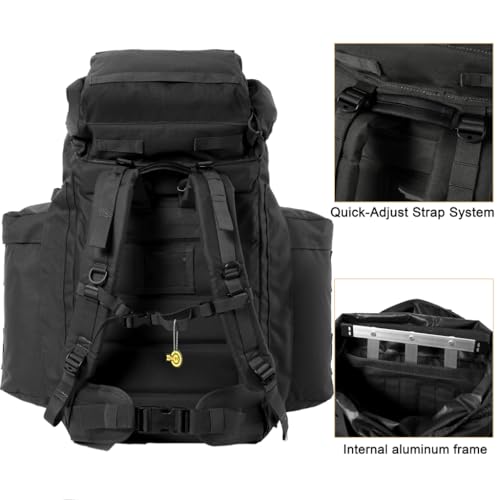MT PLCE Tactical Backpack with Internal Frame, Military Rucksack for Outdoor, Hiking, Survival Black - color: Black