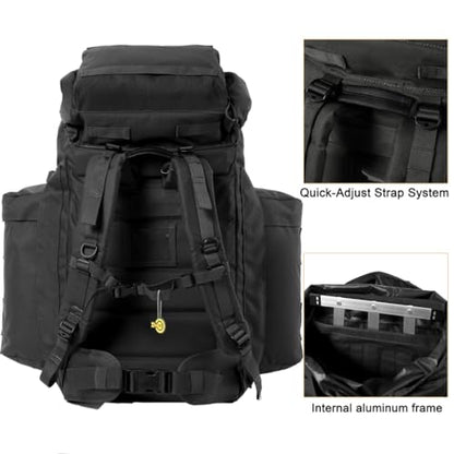 MT PLCE Tactical Backpack with Internal Frame, Military Rucksack for Outdoor, Hiking, Survival Black - color: Black