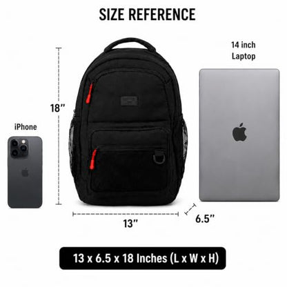 Reebok Backpack - Multipurpose Lightweight Carry On Everyday Laptop Gym Travel Commuter Backpack, Aire Black - color: Aire Black