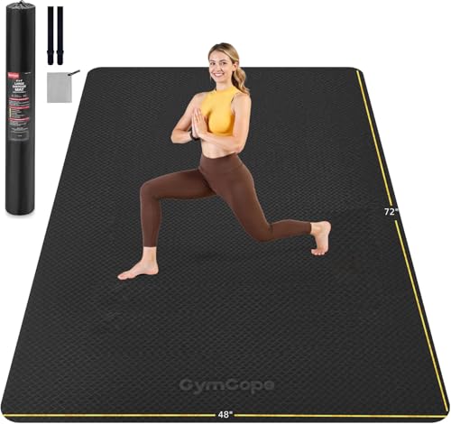 Extra Large Yoga Mat – 72"x48" or 78"x57", 1/4"–1/2" Thick Mat for Women & Men, TPE Non-Slip Pilates Mat for Home Gym, Yoga, Stretching, Meditation - color: Black, size: 72x48x1/2inch
