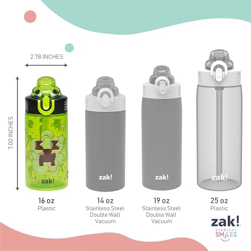 Zak Designs Minecraft Sage 16oz Leak-Proof Straw Kids Water Bottle, 2-Pack - color: Minecraft (Creeper)