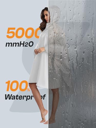 SaphiRose Unisex Rain Poncho Waterproof Raincoat Hooded for Adults Women with Pockets - color: Beige