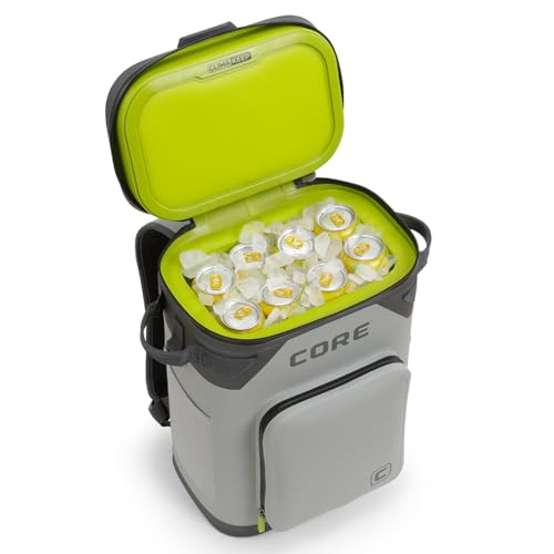 CORE Magnetic Leak Proof Soft Cooler with Waterproof Zipper | Insulated Bag Portable Ice Chest Box | Best Soft Cooler for Food & Beverages for Tailgating, Car Camping, Travel, and Family Beach Picnics - color: Shadow Gray, size: 24 Can
