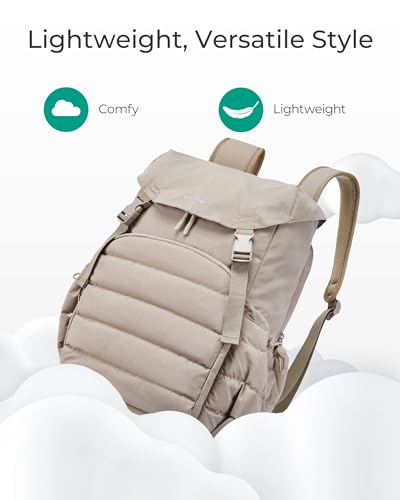 BAGSMART College Laptop Backpack, Large Opening Travel Backpack for Women, Outdoor Backpack for 15.6 Inch Laptop, Beige - color: Beige
