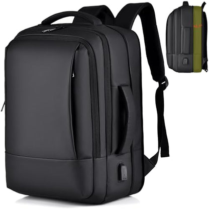 17/15.6" Business laptop backpack, PU Travel backpack,carry on backpack, Expandable laptop backpack Women Men,college backpack (02#updated, Black) - color: 02#black, style: 02#updated