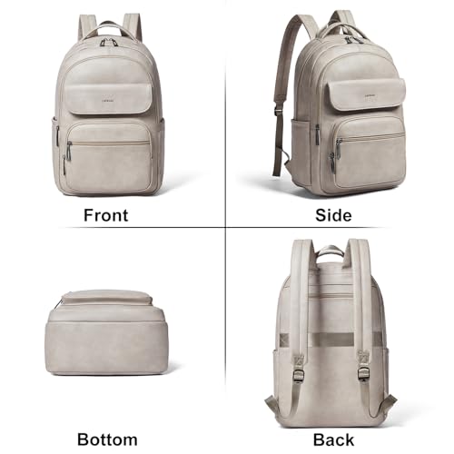 Leresas 37L Backpack Purse for Women Men Vegan Leather Teacher College Bag Daypack Work Business Back Pack Fashion Travel Back Pack Light Grey - color: Light Grey
