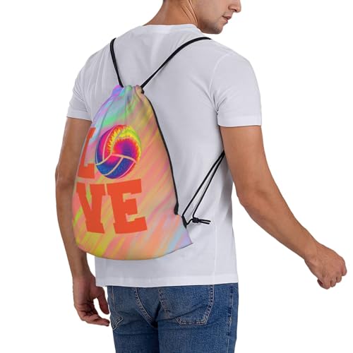 Love Volleyball Unisex Drawstring Backpack Bag Sport Gym Travel Swim Sackpack - color: Love Volleyball3