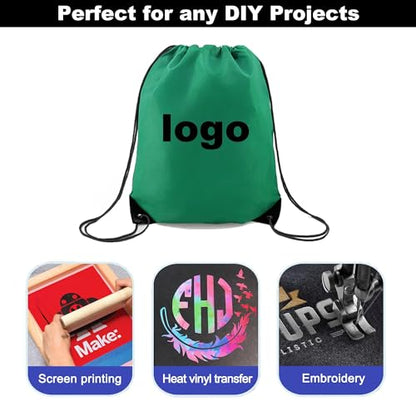BeeGreen Christmas Green 20 pieces Drawstring Backpack Bags Cinch Bags Bulk Heavy Duty Gift Wrap Bags Machine Washable Lightweight Sackpack Outdoor Sport Bags for Women Men - color: Black