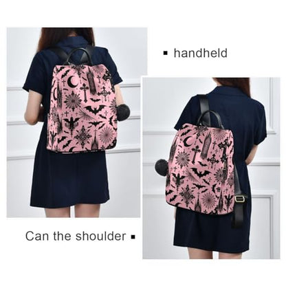 Women Backpack Purse Black Gothic Moon Spider Webs and Bats Backpack for Women Anti-theft Shoulder Bag Carry On Backpack Lightweight Rucksack Fashion Travel Ladies Bags - color: Bats I8897