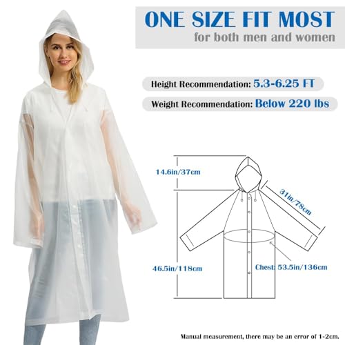 Opret Portable EVA Rain Ponchos with Hoods 2 Pack for Adults - color: 2pcs, White