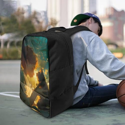 18.5in Basketball Backpack Basketball Bag with Shoe Compartment & Ball Holder, Waterproof Bag for Soccer Volleyball - color: Cartoon Figure Kitten Print