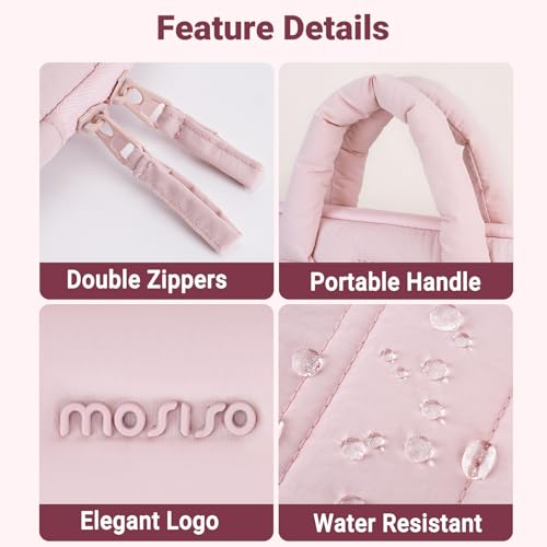 MOSISO Laptop Case 16 inch, 15-15.6 inch Puffy Laptop Sleeve Compatible with MacBook Pro 16 M5 M4 M3 M2 M1, HP Acer Dell Lenovo ASUS Notebook, Rectangle Quilted Carrying Bag with Bow&Handle, Pink - color: Pink, size: 16 inch