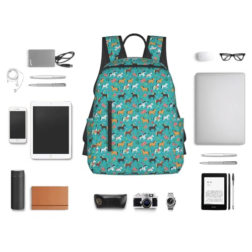 Travel Daypack Floral Farm Animal Pets Flowers Horses, Quick-Access Pocket, Side Bottle Holder, for Active Adults - color: Picture (830)