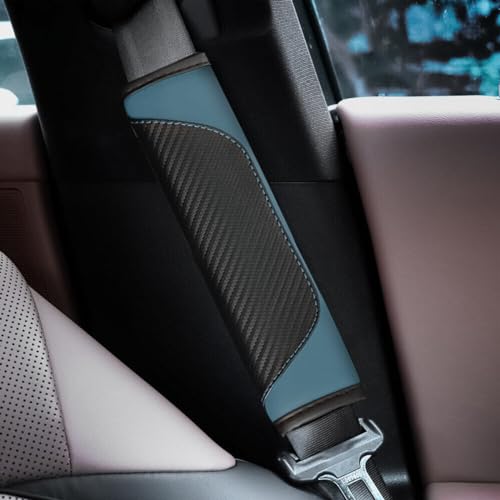 AUCELI 2PCS Car Seat Belt Cover, Carbon Fiber Seatbelt Shoulder Strap Covers, Breathable Leather Soft Harness Pad Protect Your Neck and Shoulder Compatible with Cars - color: Black Green
