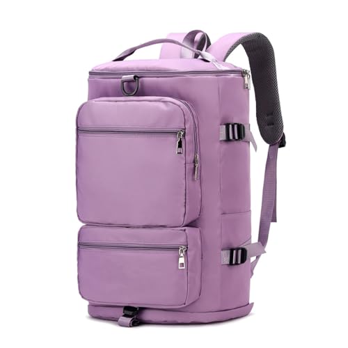 Men's Fitness Travel Bag/Women's Sports Yoga Bag with Shoe Compartment, Carry Weekend/Overnight, Waterproof Camping Backpack, Flight Approved, 35L（purple） - color: Purple