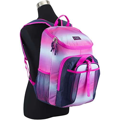 FUEL Lunch Backpack Set Top Loader Teens Student Water Resistant Bookbag Bag Soft Reusable Insulated Cooler Lunch Box Thermal Travel Office Lunch Bag, Pink Ombre Gradient - color: Pink Ombre Gradient