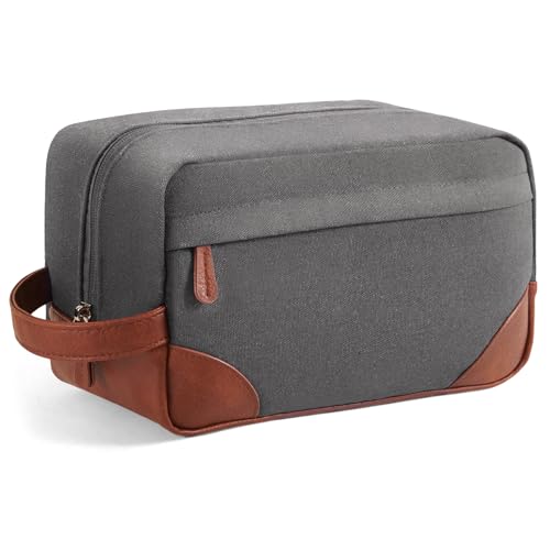 Vorspack Large Travel Toiletry Bag - Hanging Toiletry Bag for Men Water Resistant Canvas Shaving Bag with Large Capacity for Home Travel - Light Grey - color: Light Grey, size: Large