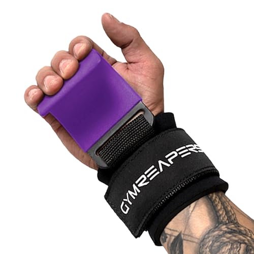 Gymreapers Weight Lifting Hooks (Pair), Heavy Duty Power Wrist Straps Hand Grip Support For Deadlifts, Pull Ups, Shrugs - Gym Gloves For Men and Women - color: Purple