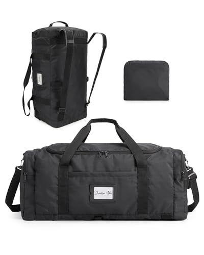 BAGSAMRT 60L Foldable Duffle Bag for Travel, Large Travel Duffel Bag for Men, 4 in 1 Travel Backpack, Carry on Weekender Bag, Black - color: Black, size: 60L