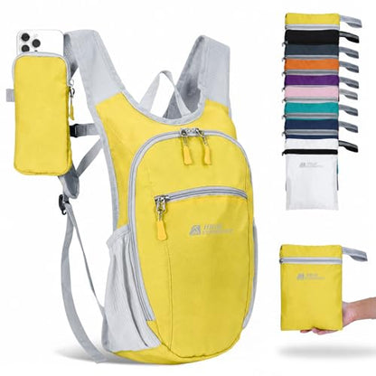 Hiking Backpack 10L/15L Small Daypack Lightweight Packable Travel Foldable Water Resistan for Women Men (Yellow, 10L) - color: Yellow, size: 10L