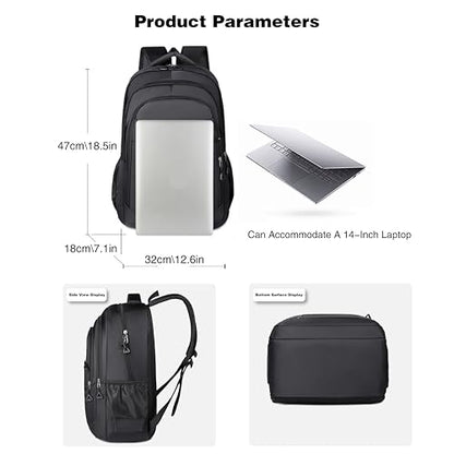 Large Capacity Travel Laptop Backpack, durable and lightweight, 4 compartments, waterproof front, breathable back (black) - color: Black