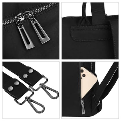 Uromee Travel Backpack Purse for Women Nylon Ladies Fashion Tassel Shoulder Bag Convertible - color: 0243 Nylon Black 3