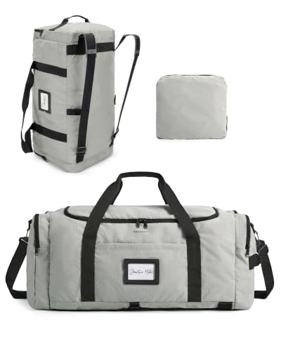 BAGSAMRT 85L Foldable Duffle Bag for Travel, Large Travel Duffel Bag for Men, 4 in 1 Travel Backpack, Carry on Weekender Bag, Gray - color: Gray, size: 85L