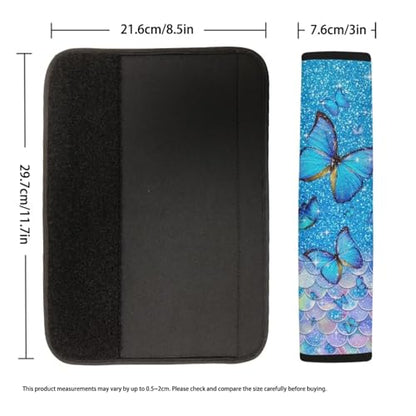 Dreaweet Blue Butterfly Seatbelt Covers for Women Seat Belt Cover Pad 2 Pack Seatbelt Cushion Shoulder Strap Pad for Bag Backpack - color: Blue Butterfly