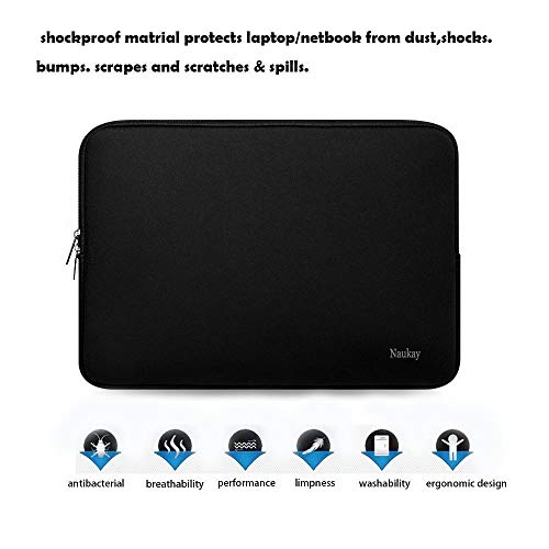 Naukay Laptop Sleeve Case, 15.6 Inch,Resistant Neoprene Notebook Computer Pocket Case/Tablet Briefcase Carrying Bag Compatible Asus/Dell/Fujitsu/HP/Sony/Toshiba/Acer- (Black) - color: Black, size: 15.6 inch