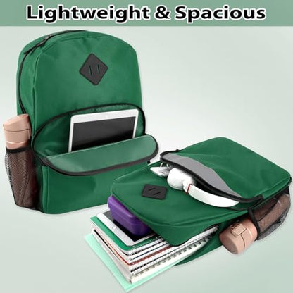 Trail maker 17" Backpack – Reflective School Backpack with Padded Straps, Water Bottle Pockets for Kids & Adults, School Travel Camp (Green) - color: Green