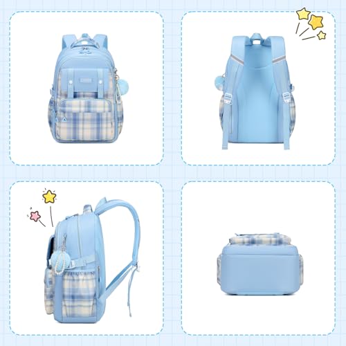 MUSEVOS Girls Backpack, Ideal School Backpack for Girls from Elementary to Teen Years, Kawaii Bookbag Cute Large Capacity - color: A-blue