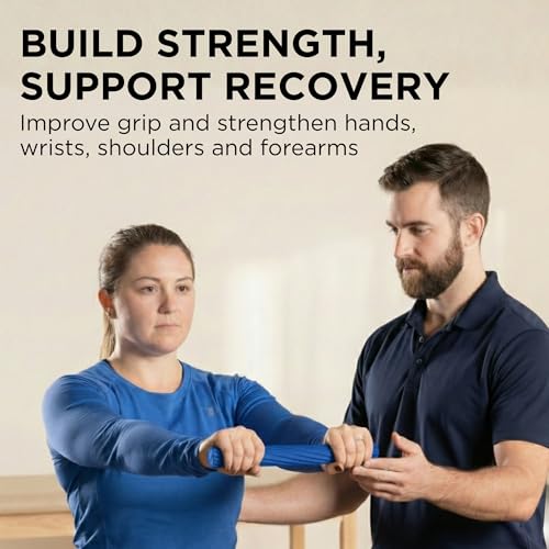 THERABAND FlexBar Resistance Bar, Heavy, Blue Flex Therapy Bar for Physical Therapy, Wrist & Forearm Exercise Equipment, Non Slip Grip, Compact Design - color: Blue - Heavy, style: Original